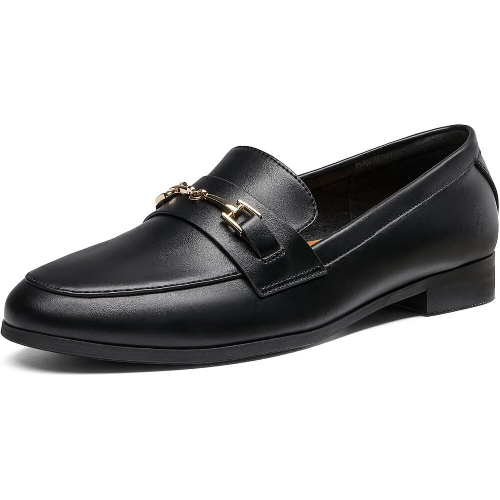 Dream Pairs Women's Black-pu Faux Leather Comfortable Flats Penny Loafers